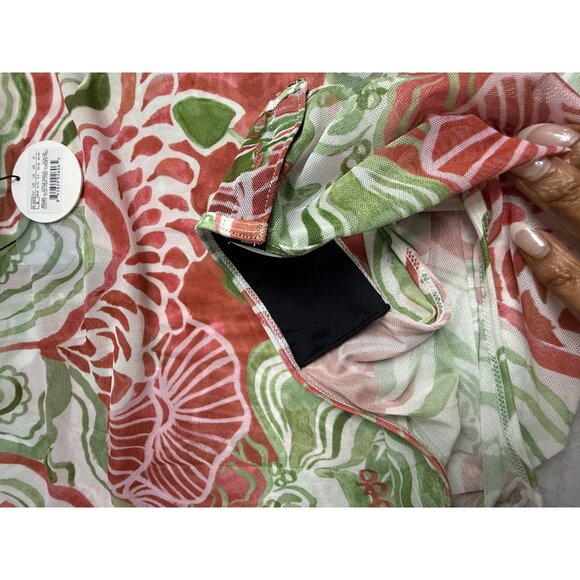 NWT Andrea Iyamah Elle Mesh Long‎ Sleeve Leotard Bodysuit Back Zipper Coral S - Picture 8 of 10